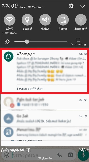 Notifikasi Bar WhatsApp