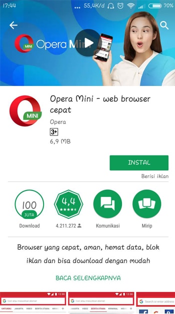 Install Aplikasi Opera Mini