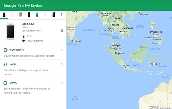 Tampilan Find My Device