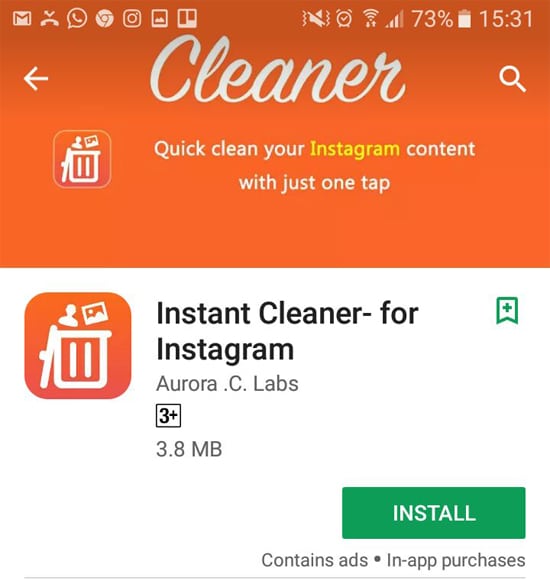 Install Aplikasi Instant Cleaner
