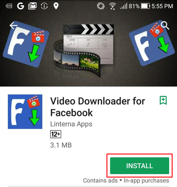 Install Aplikasi Video Downloader for Facebook
