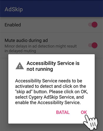 Accessibility Service is not running