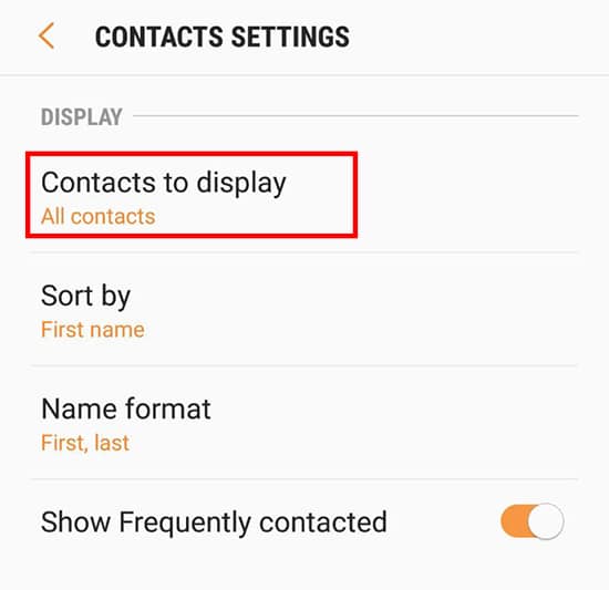 Pilih Contact Display
