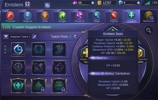 Emblem Support - Mobile Legends