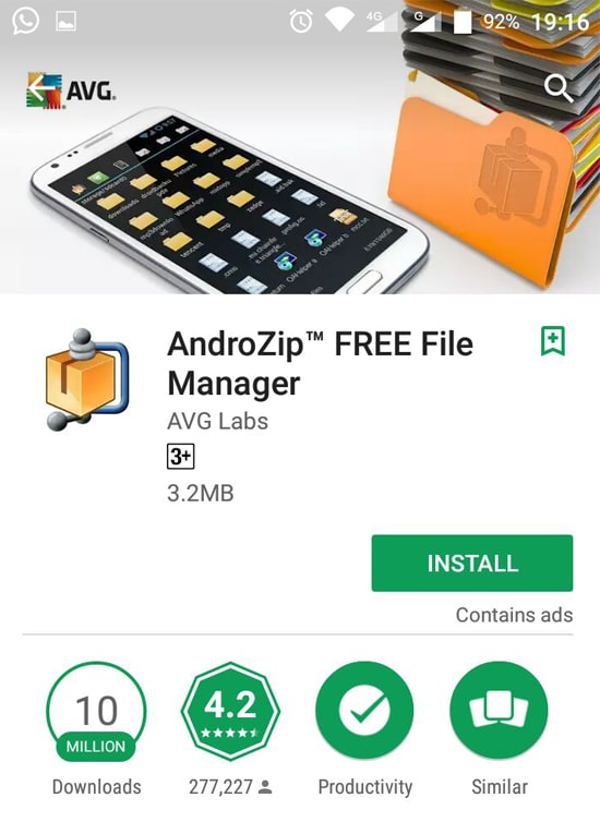 Install Aplikasi AndroZip