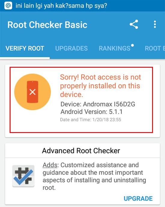 Pemberitahuan Smartphone Belum di Root