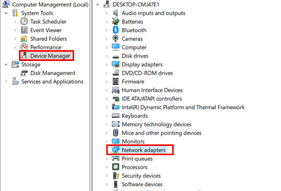 Pilih Device Manager lalu Network adapter