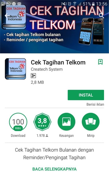Install Cek Tagihan Telkom