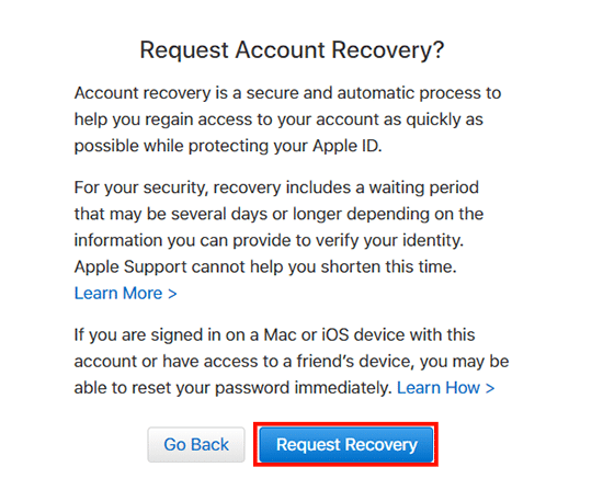 Pilih Request Recovery