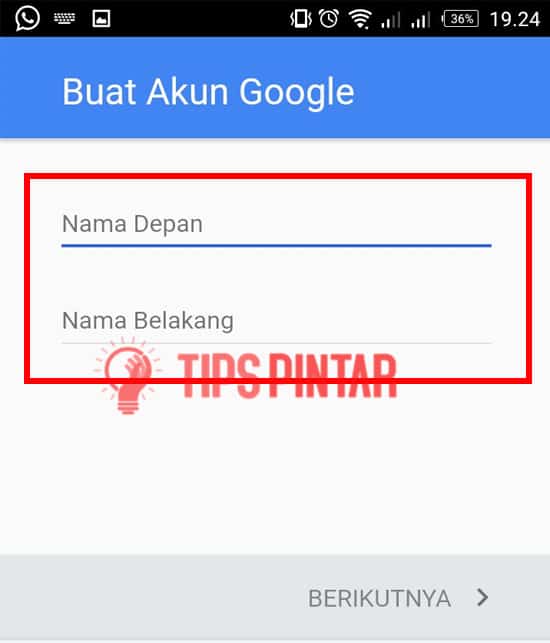 Masukkan Nama Depan dan Belakang