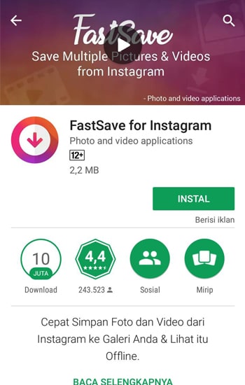 Install Aplikasi FastSave