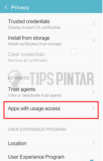 Menu Apps with usage access 