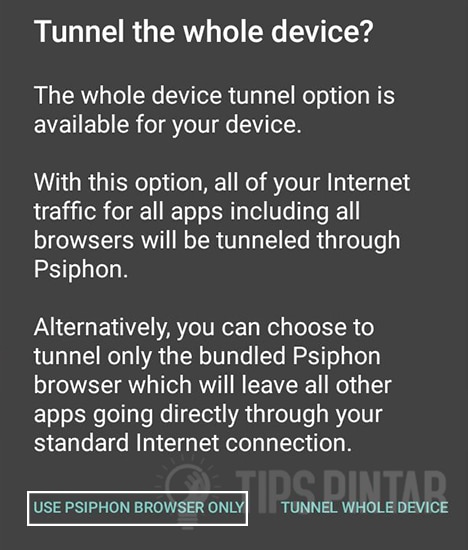 Pilih Use Psiphon Browser