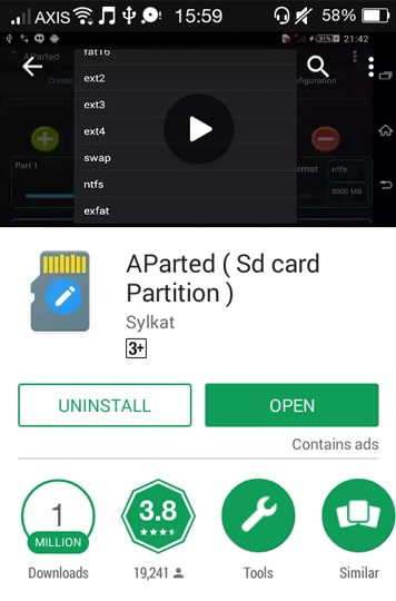 AParted (SD Card Partition)