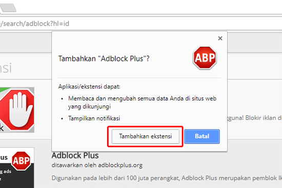 Pilih Tambahkan Ekstensi