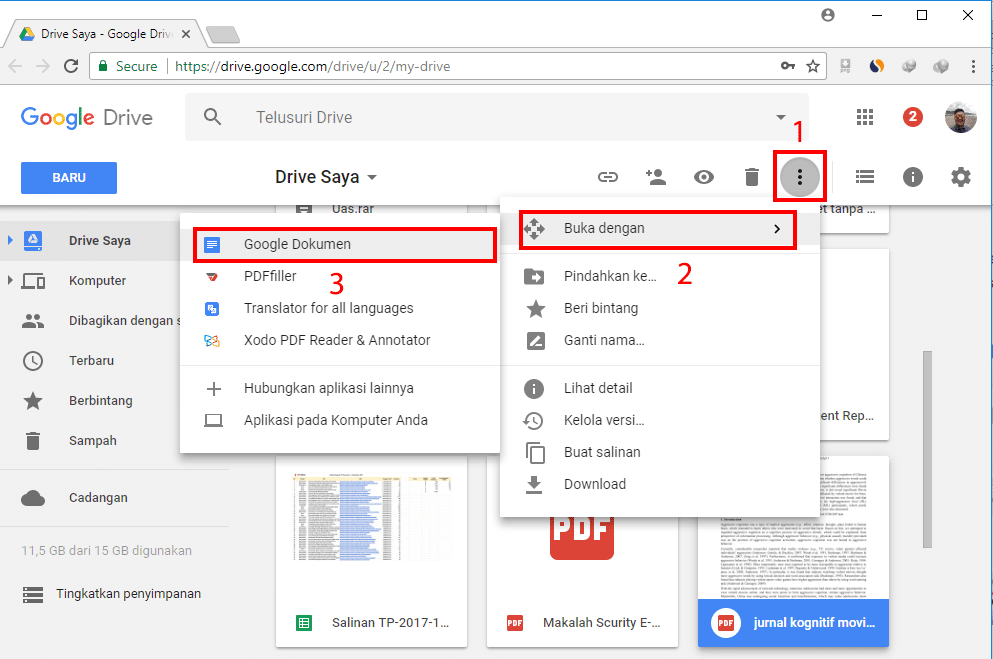 Buka dengan Menggunakan Google Document