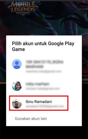 Pilih Akun