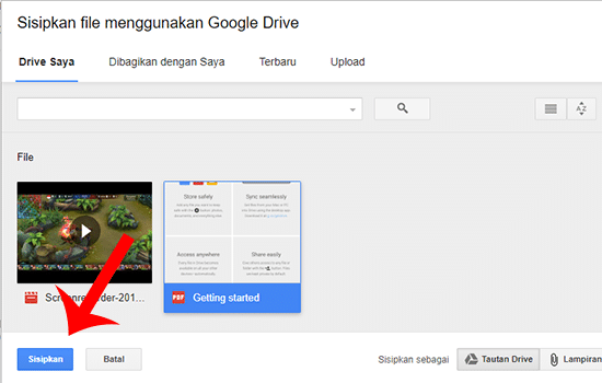 Pilih File Google Drive