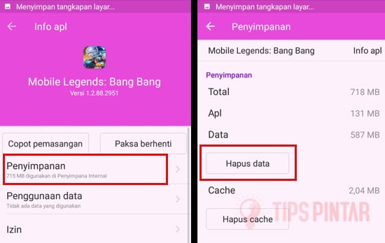 Hapus Data Mobile Legends