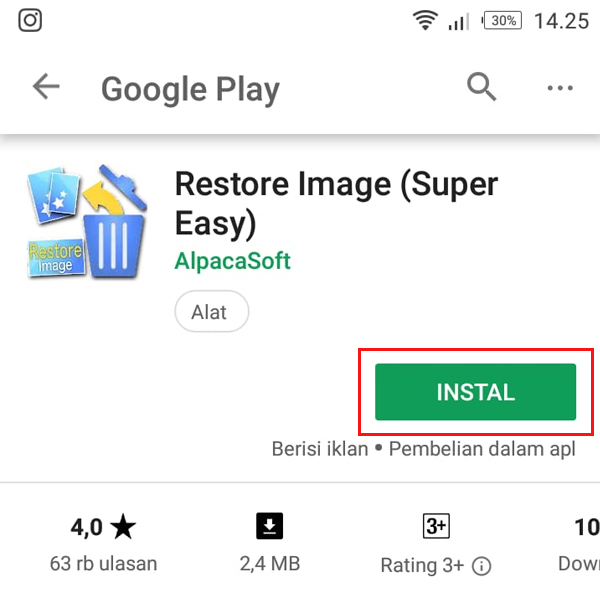 Install Aplikasi Restore Image