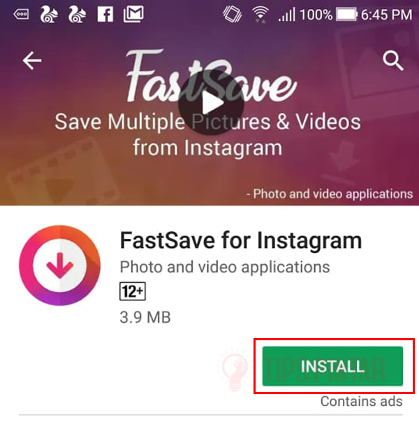 Install Aplikasi FastSave for Instagram