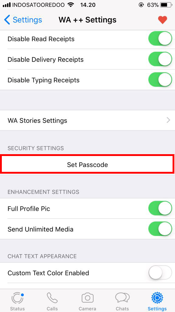 Pilih Set Passcode