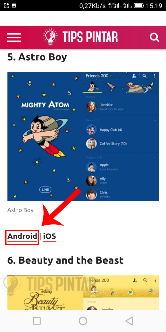 Pilih link Android