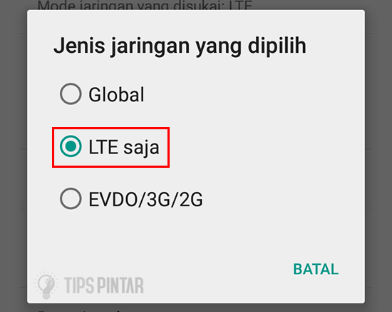 Pilih LTE (4G)