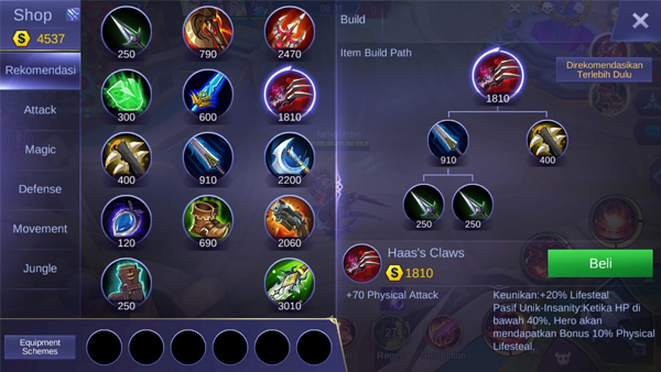 Haas's Claws - Item Mobile Legends