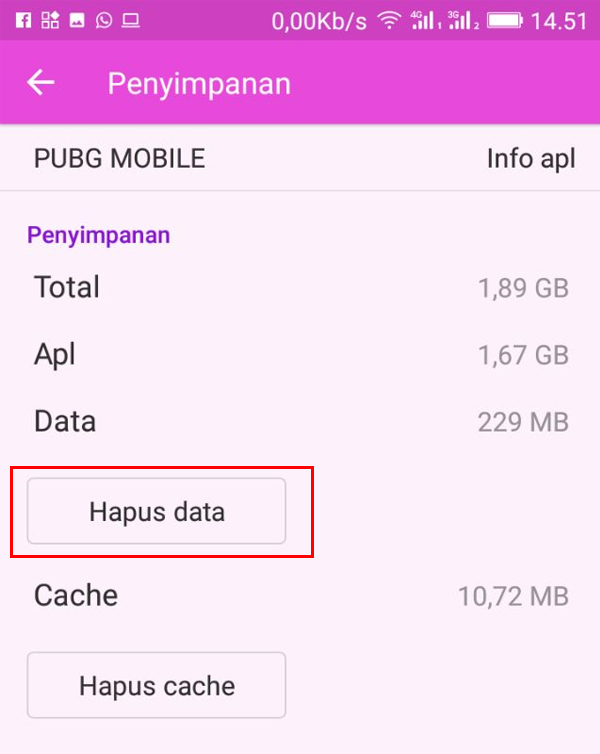 Hapus Data Aplikasi PUBG Mobile