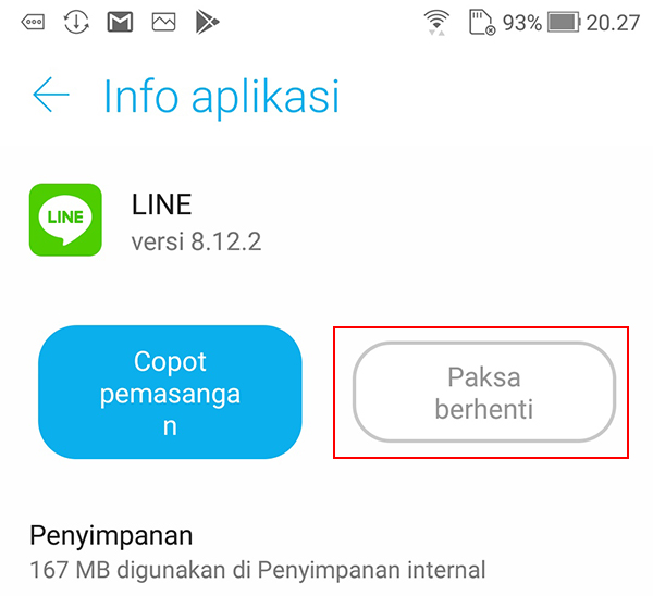 Paksa Berhenti Aplikasi LINE