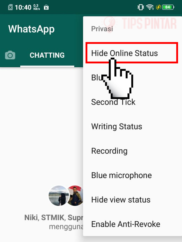 Pilih Hide Online Status