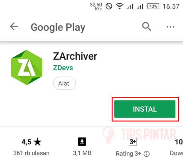Install Aplikasi ZArchiver