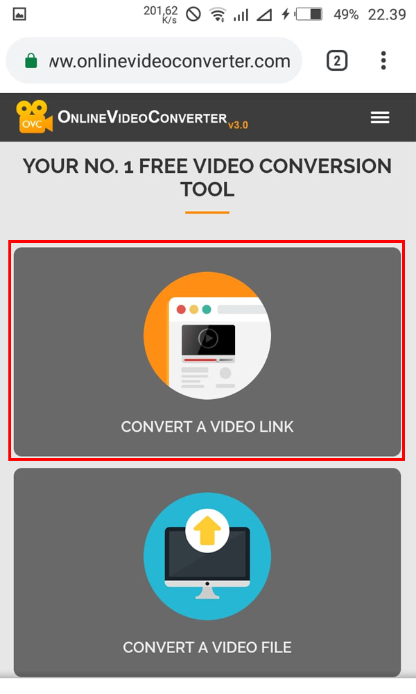 Pilih Convert a Video Link