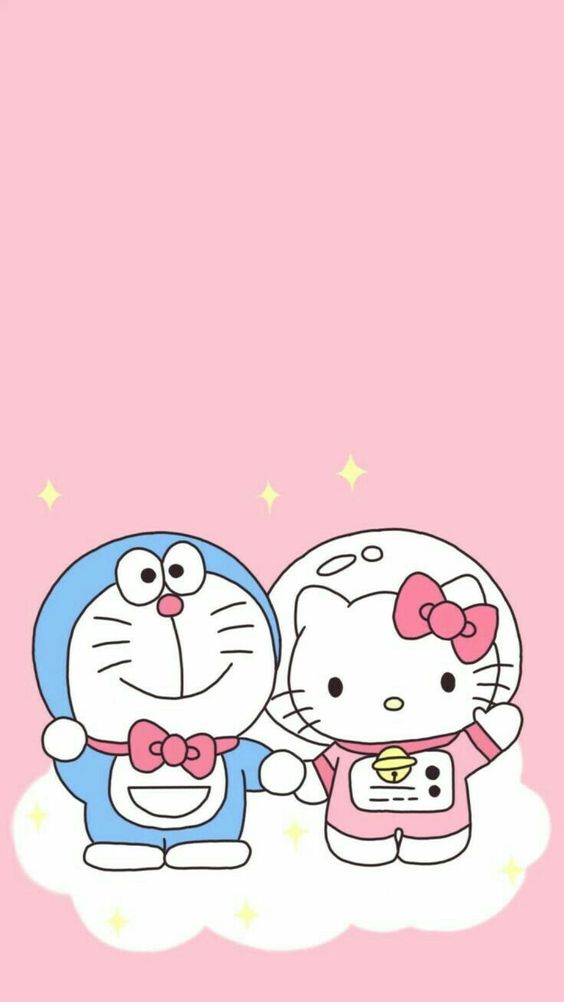Pink Hello Kitty dan Doraemon
