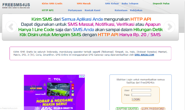 Situs SMS Gratis Lewat Internet