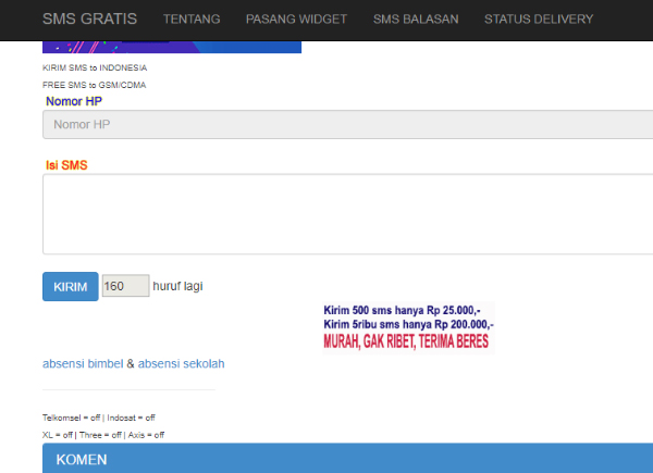 Situs SMS Gratis Lewat Internet