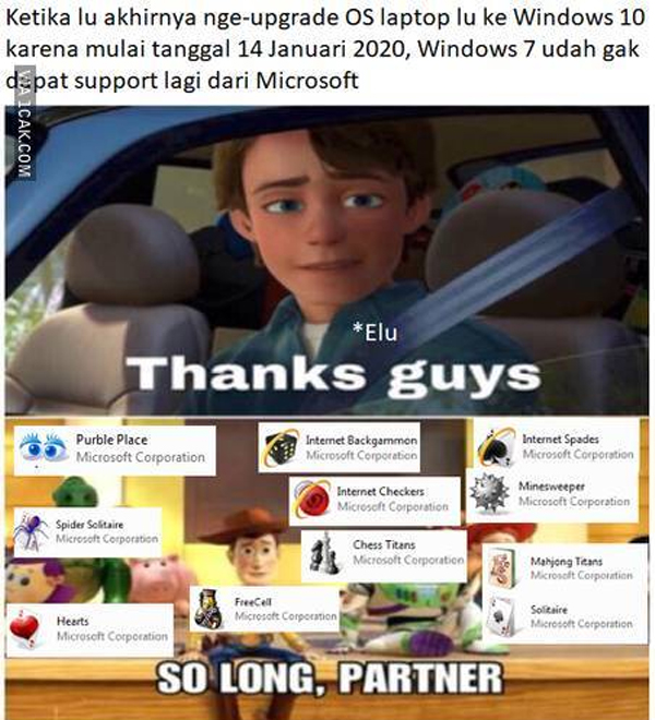 Meme Perpisahan Windows 7 yang Bikin Baper