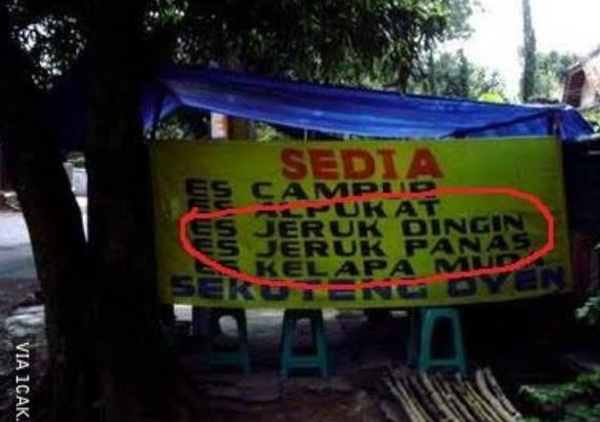 Spanduk Jualan yang Bikin Pembeli Jadi Bingung
