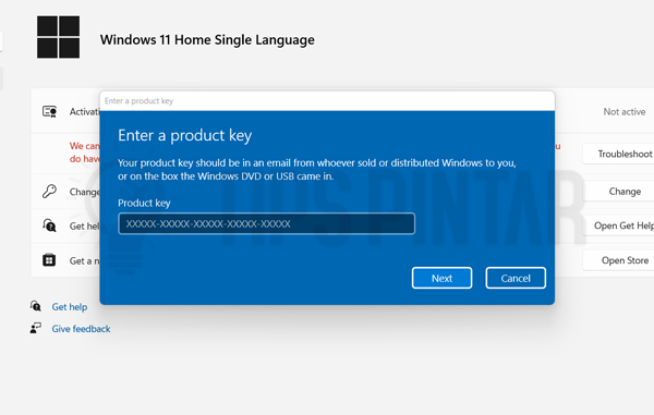 Masukkan Serial Key Windows 11