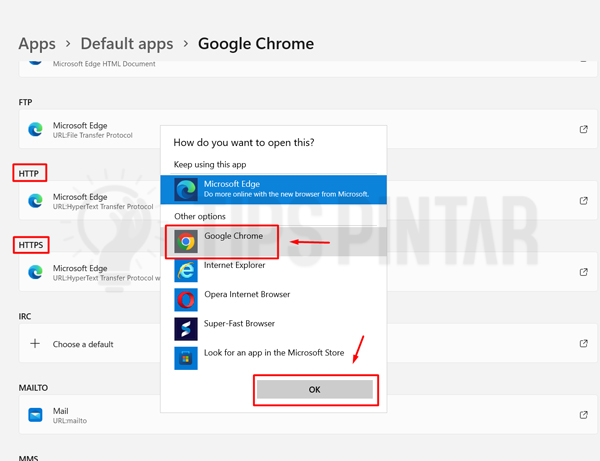 Ubah Default Browser ke Google Chrome