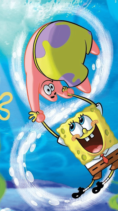 Spongebob playing with Patrick