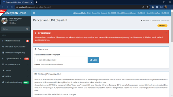 Melacak HP Melalui Situs Ceebydith