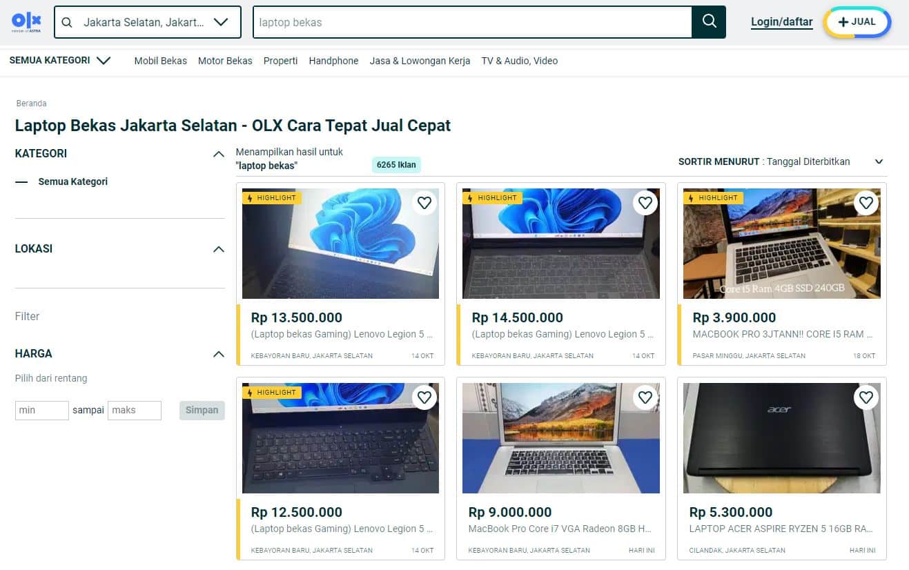 Situs Jual Laptop Bekas